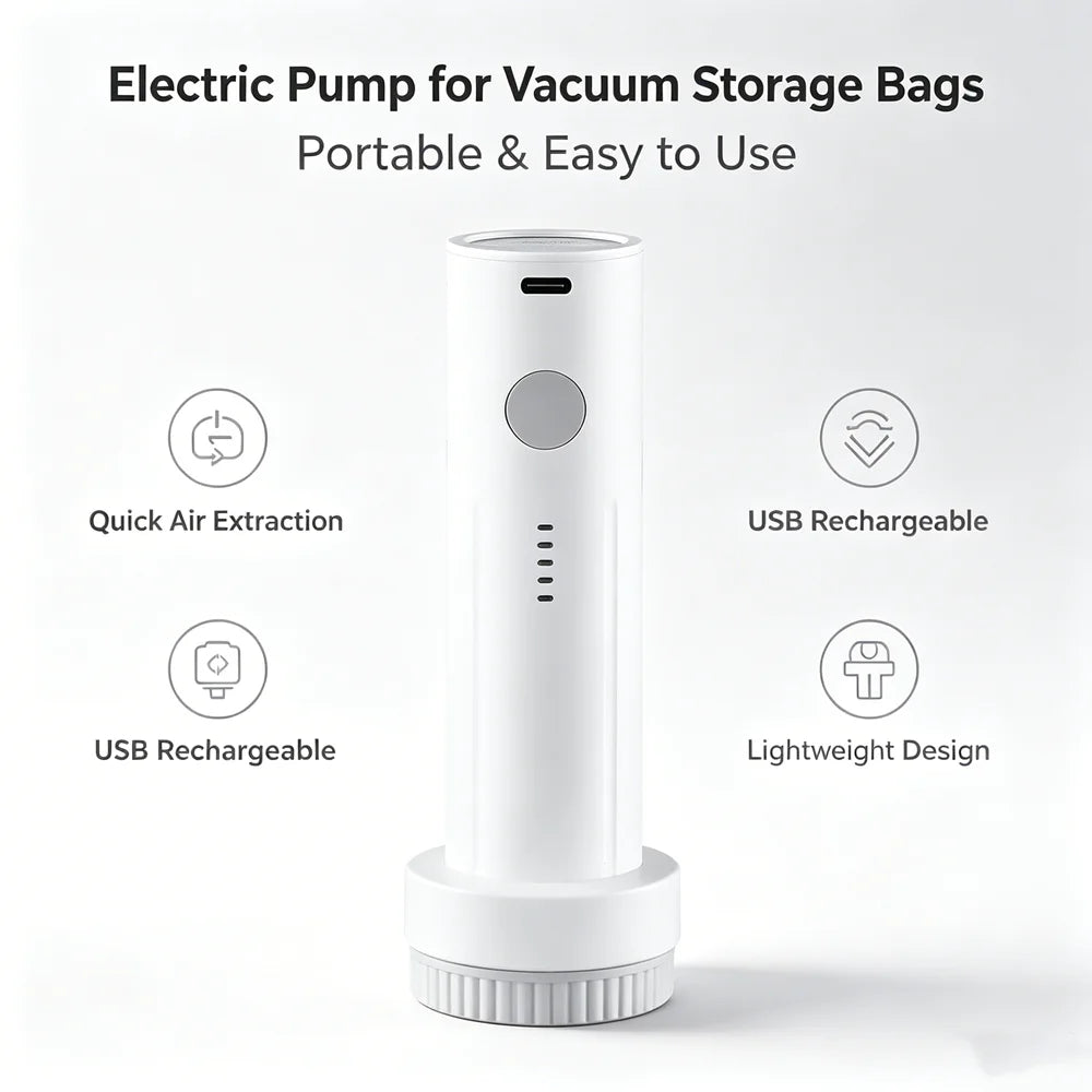 15Pcs Vacuum Storage Bags Set with Electric Pump Thickened Compression Bags for Travel Clothes Bedding Space Saver Black Vue