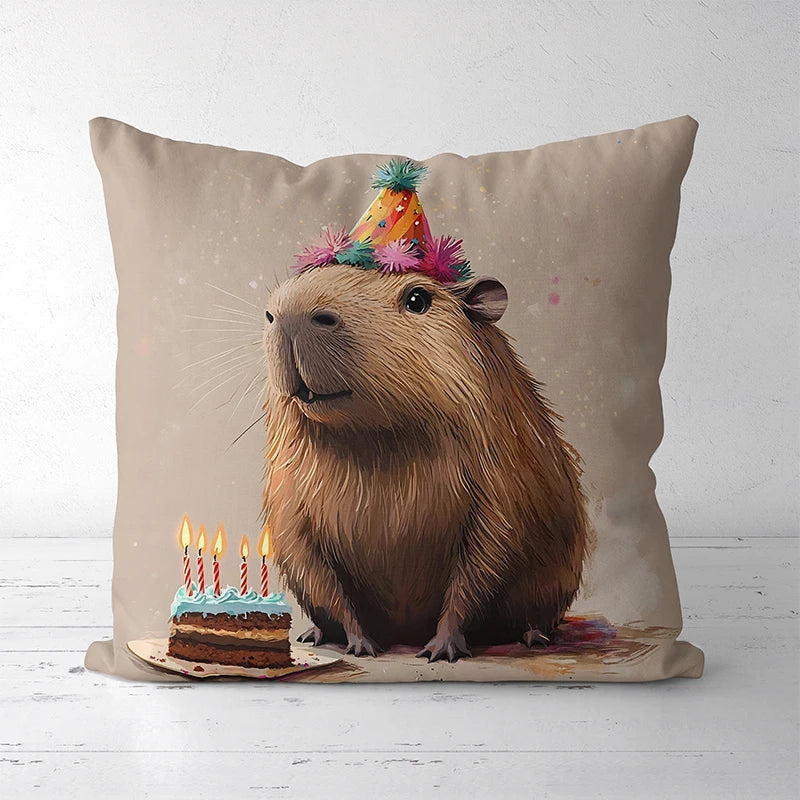 Capybara Cushions with Festive and Cute Designs Square polyester pillowcase, modern sofa decorative cushion cover Vue 5 40x40cm