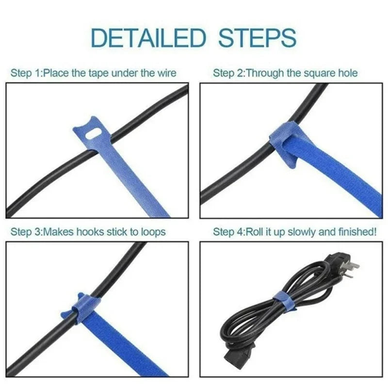 10/30/50pcs Releasable Cable Organizer Ties Mouse Earphones Wire Management Nylon Cable Ties Reusable Loop Hoop Tape Straps Tie Vue