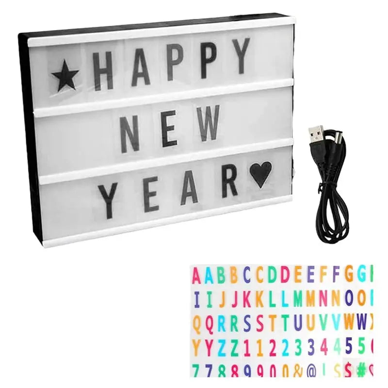 ABKW-2X Cinema Light Box Personalized Neon Signs, Warm White Leds Lightbox With Letters, Numbers, Symbols Vue