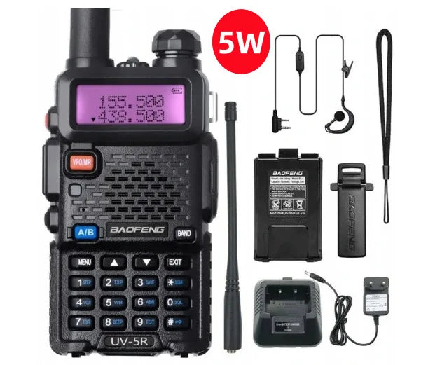 8W/5W UV5RX Walkie Talkie High Power Ham Radio Rechargeable Dual Band VHF UHF FM Transceiver Handheld Portable Radio UV-5R Vue 5w-us plug