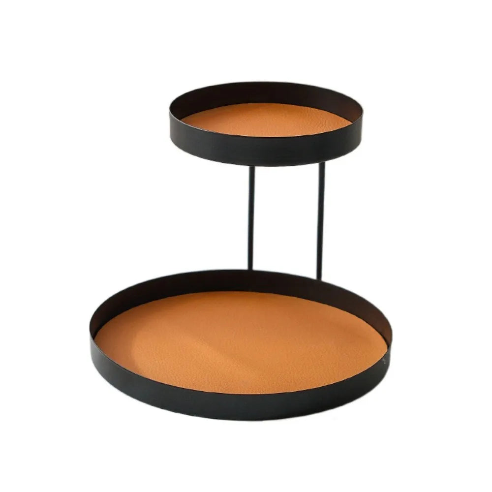 Multi-Function Iron Cosmetics Storage Rack Creative with Leather Cushion Bathroom Shelf Simple Double-layer Desktop Tray Candy Vue Style 9