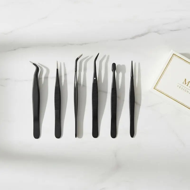 2/3/5Pcs Tweezers With Rubber Tips Stamp Clip False Eyelash Tweezers Rubber PVC Flat Tip Bent Tip Tweezers Clamping Tool Vue
