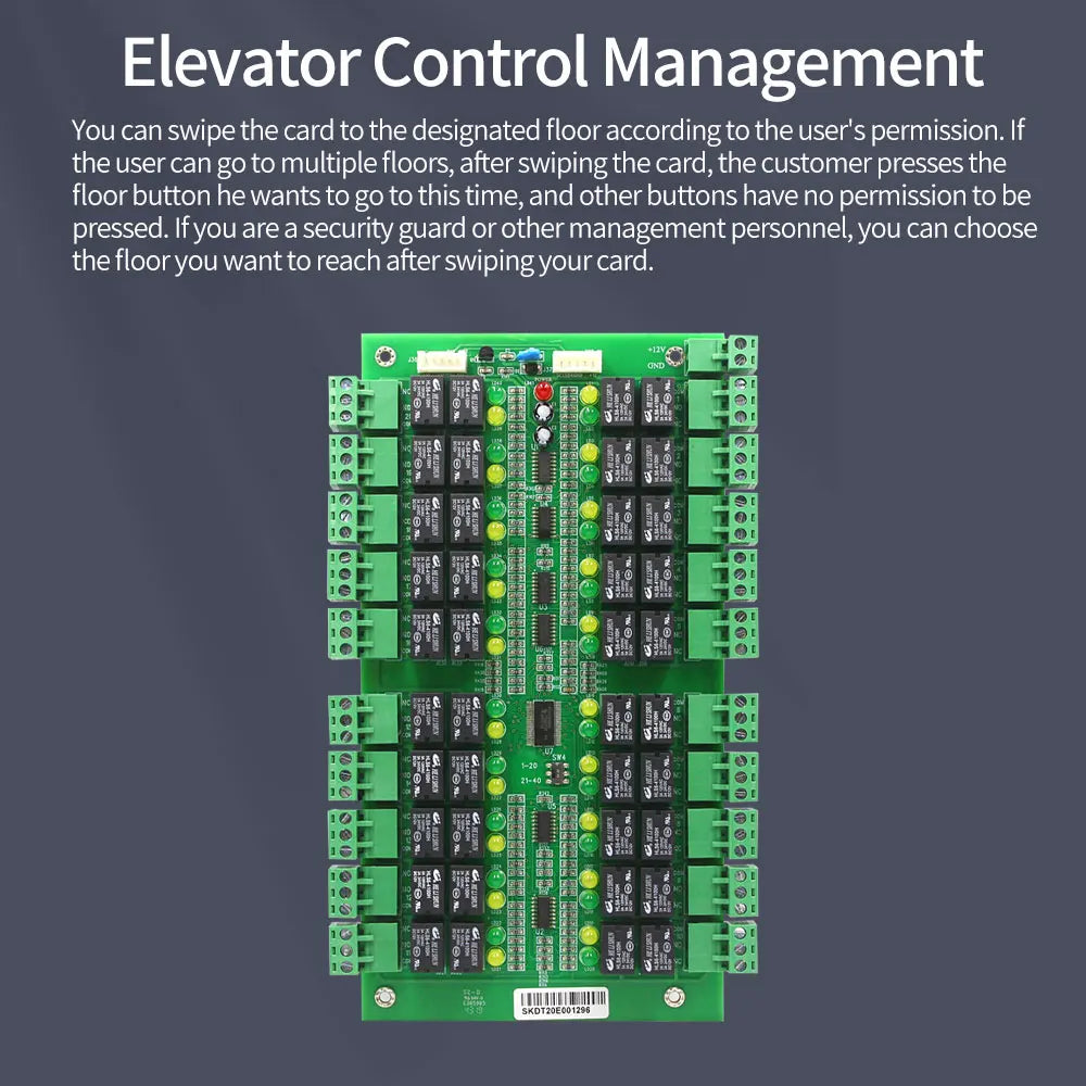 TCP/IP 40 Floors Elevator Access Control Board Lift Wiegand Controller Cabinet Locker Controler Panel Kit Set Unlock by Pin RFID Vue