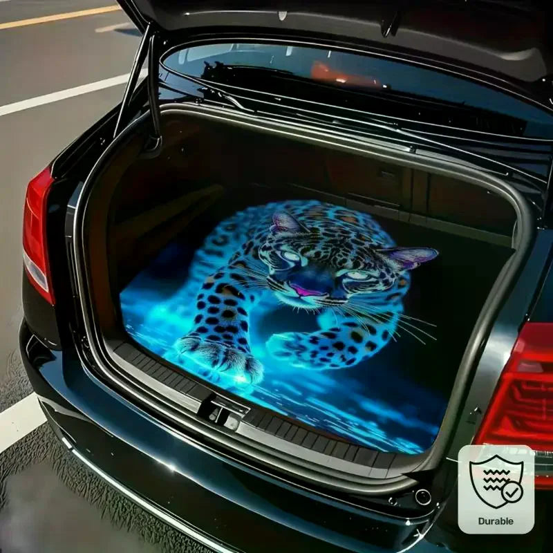 Blue Cheetah Print Car Trunk Mat Suitable All-weather Cargo Lining