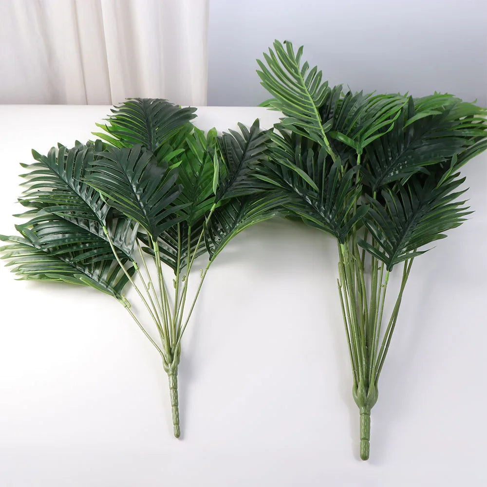 Large Artificial Palm Leaves Branches Green Plastic Artificial Palm Tree Tropical Plants 65-82cm Artificial Fern Wedding Vue
