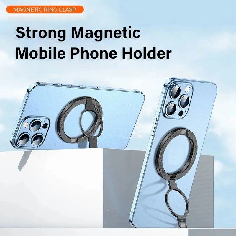 Ultra-thin Cell Phone Ring Holder Magnetic Ring Foldable Kickstand Magnet Grip Desktop Stand for MagSafe IPhone 16 15 14 13 12 Vue