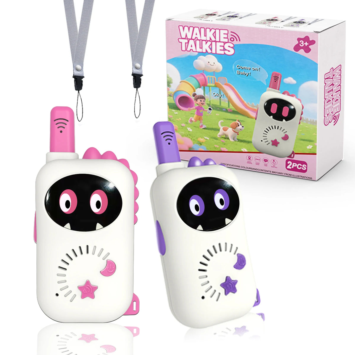 2pcs Children's Walkie Talkie Kids Long Range Wireless Transmission Children Outdoor Handheld Two Way Radio for Boys Girls Gift Vue 1 pink 1 purple
