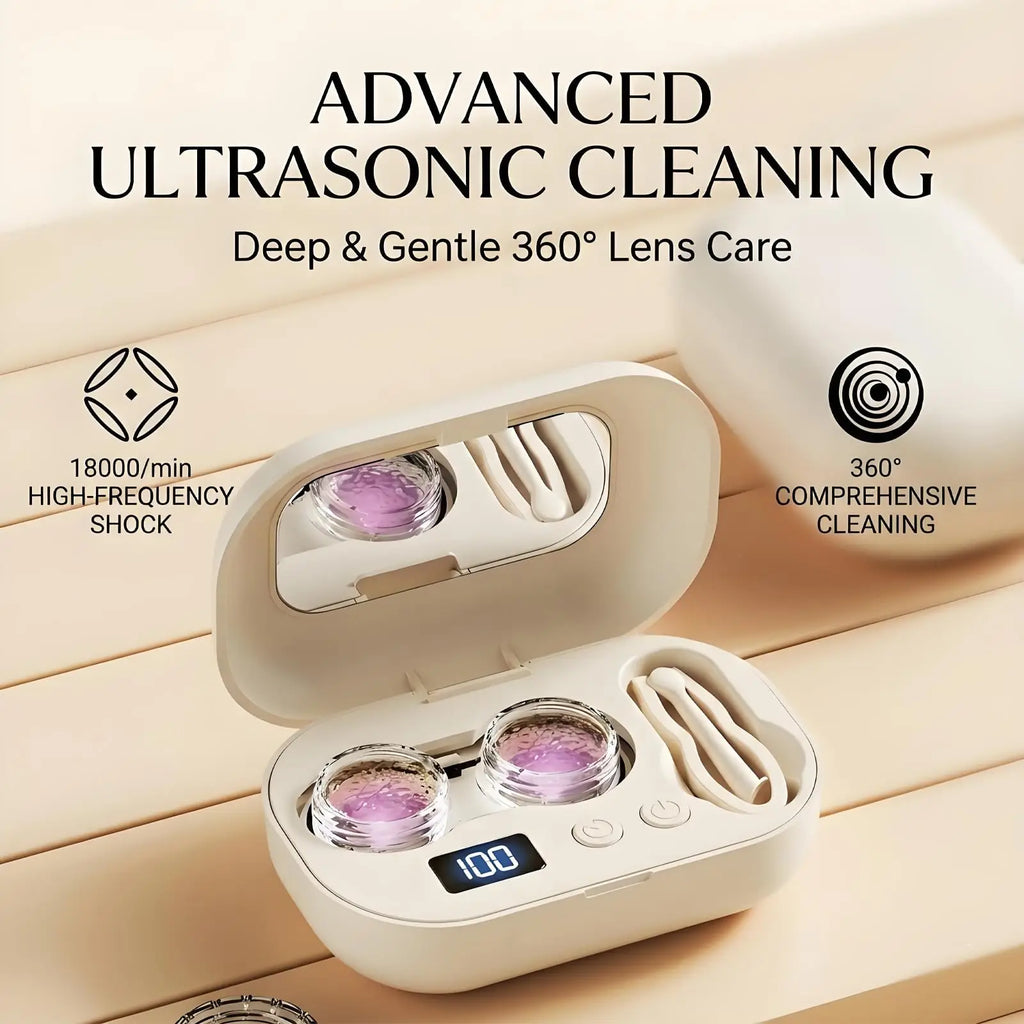 Ultrasonic Contact Lens Cleaner Portable Automatic Washer & Contact Lens Cleaner Machine for Gym, Sports, Travel,Daily Eye Care Vue