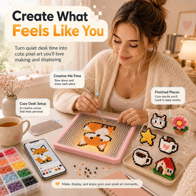 Smart LED Fuse Beads Board, App Pattern Guide Pegboard for Kids DIY Arts Crafts, Creative Pixel Toy Starter Birthday Gift Set Vue