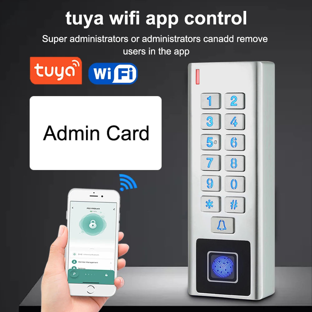 RFID Tuya APP Fingerprint Access Control System Door Bell Lock Keyboard Electronic Wifi Gate Opener Keypad Magnetic Biometric Vue