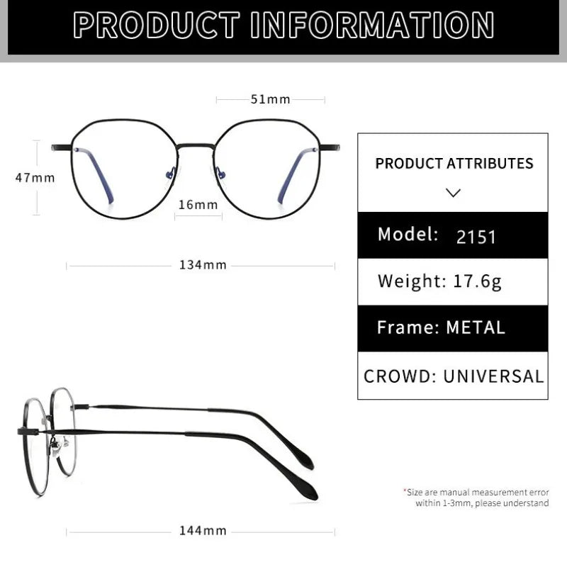Blue Light Blocking Glasses – Unisex Metal Square Frames Computer Glasses Vue