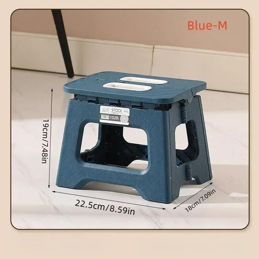 Folding Stool, Portable Space Saving Non Slip Folding Chair Step Por0table Toddler Chair Picnic For Living Room Outdoor Kitchen Vue Blue