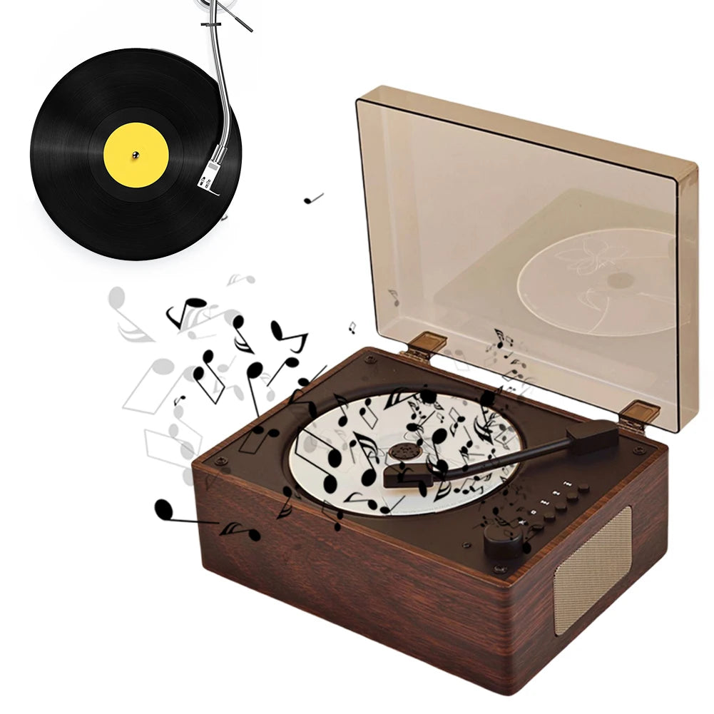 Portable Vintage CD Player Bluetooth5.0 Music Speaker 2000mAh Rechargeable 10M Remote Control CD/USB/AUX Home Decor Party Player Vue