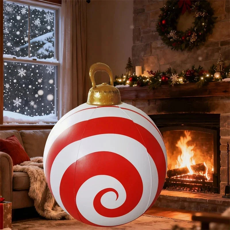 Inflatable PVC Christmas Ball Ornament For Tree Party Decoration Table Centerpiece Hanging Sphere Holiday Gift For Kids Adults Vue