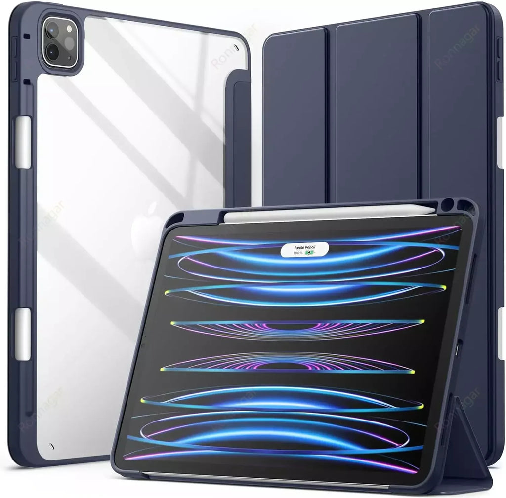 Ronnagar Smart iPad Case – Air Pro 10th–12th Gen M2–M5 Tablet Folio Case Vue Dark Blue Pro 11 2nd 3rd 4th