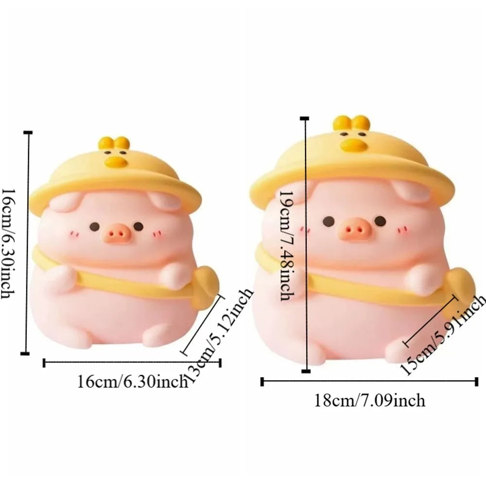 Animal Figurines Vinyl Cartoon Pig Money Box Resistant Fall Large Capacity Cute Piggy Bank Kawaii Funny Saving Box Children Use Vue