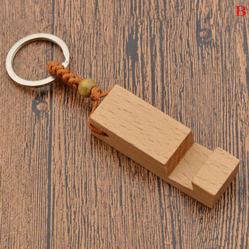 New retro wood phone holder stand pendant keychain car keyringfashion accessorie Vue B