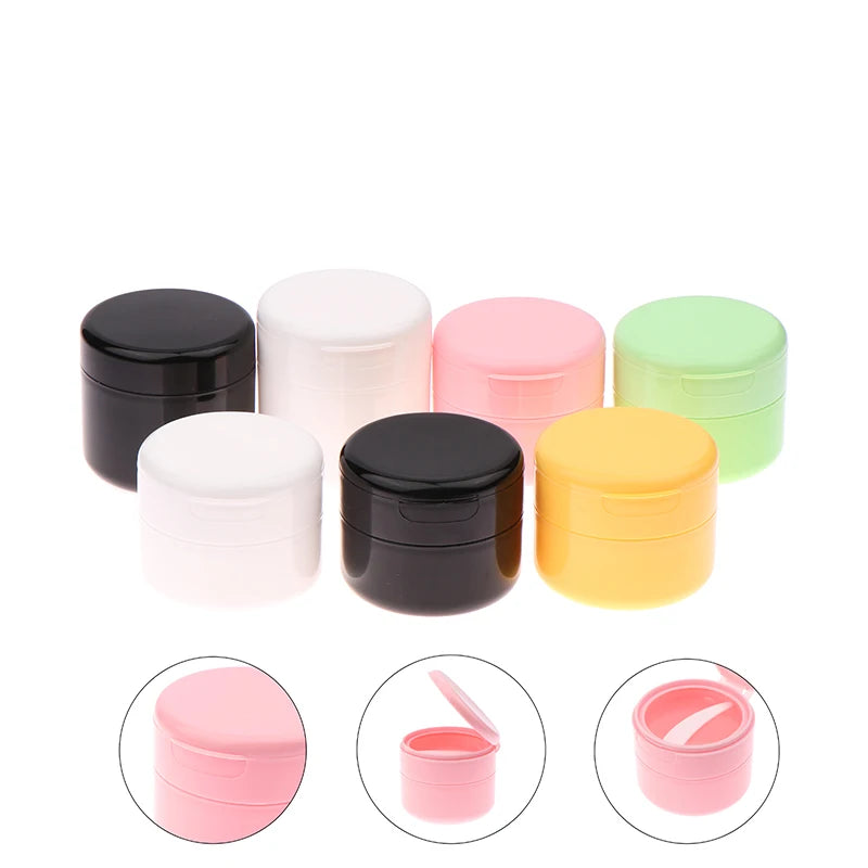 100/150g Empty Pot Flip Cover Makeup Jar With Spoon Refillable Bottles Travel Face Cream Lotion Cosmetic Cotton Pad Container Vue