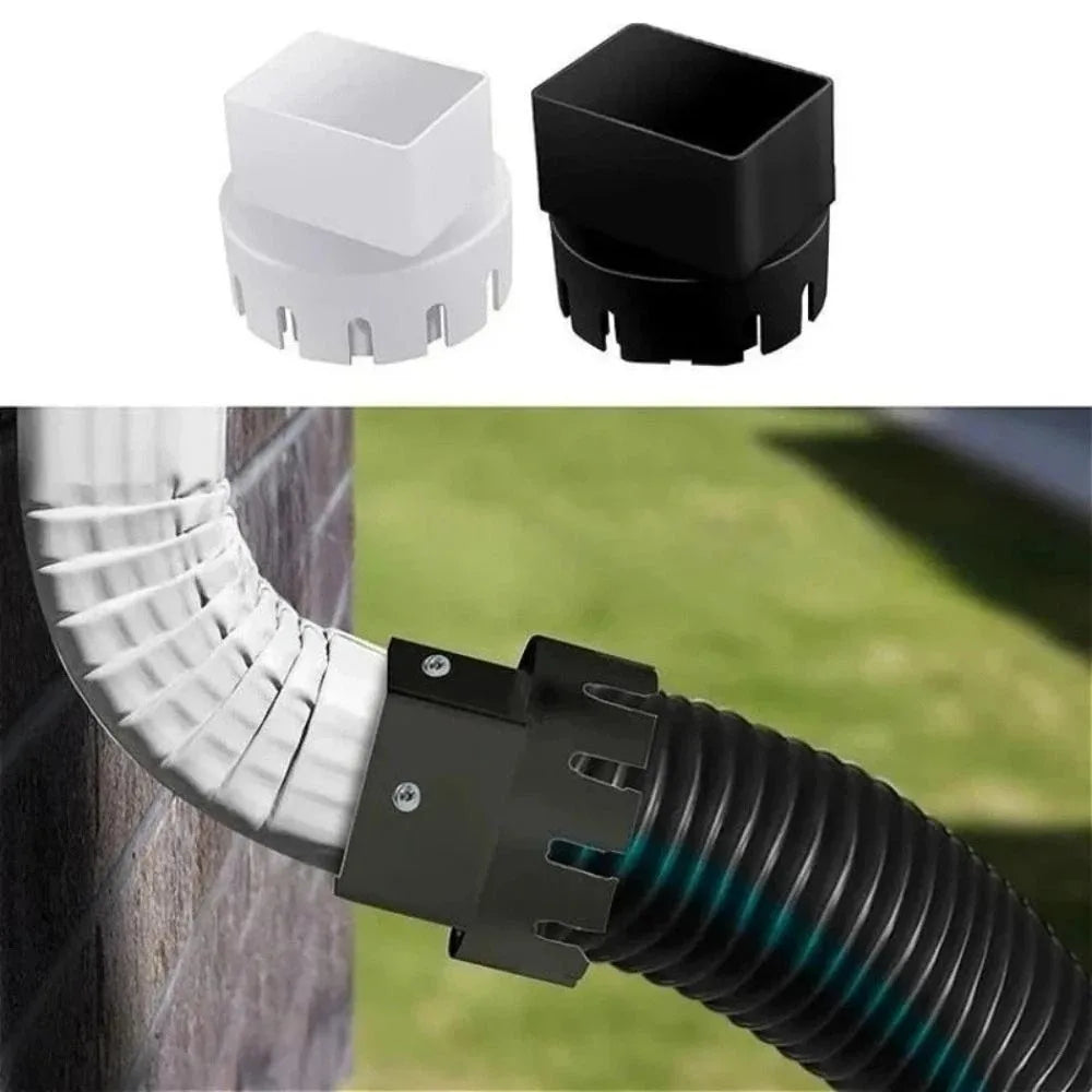 Round To Square Rain Gutter Downspout Adapter Plastic Material PVC Compatible Downspout Outdoor Connector Easy Installment Vue