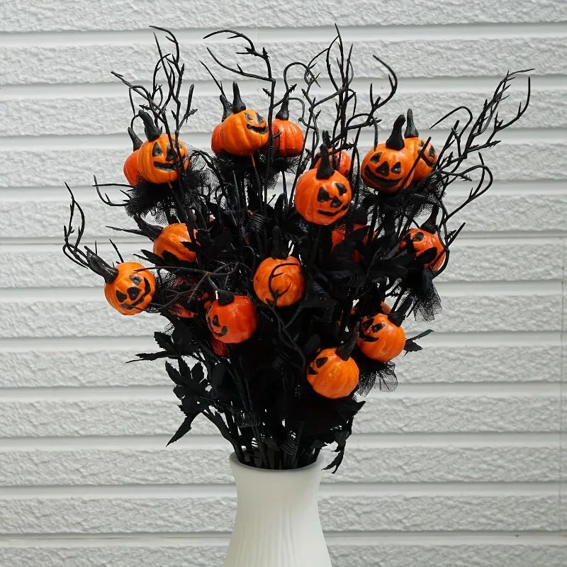 1-10PCS Pumpkin Maple Stem Floral Pick for Indoor Party Table Centerpiece Thanksgiving Halloween Christmas Decor Ornament Vue