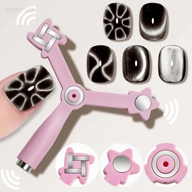 Petal Flower French Pattern Nail Magnet 4IN1 Cat Eye Effect Wide Side Light Ribbon French Nail UV Attraction Magnetic Manicure Vue