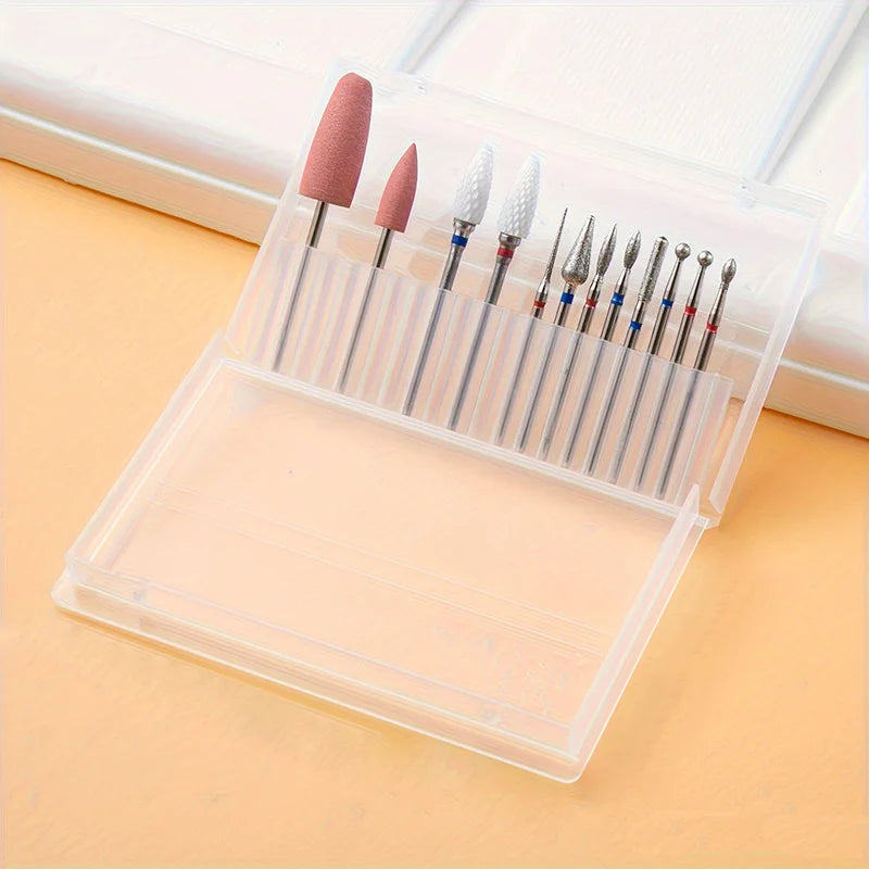 13PCS Nail Drill Bit Set 3/32 with Cleaning Brush Professional Cuticle Bits for Acrylic Gel Manicure Pedicure Home Salon Vue