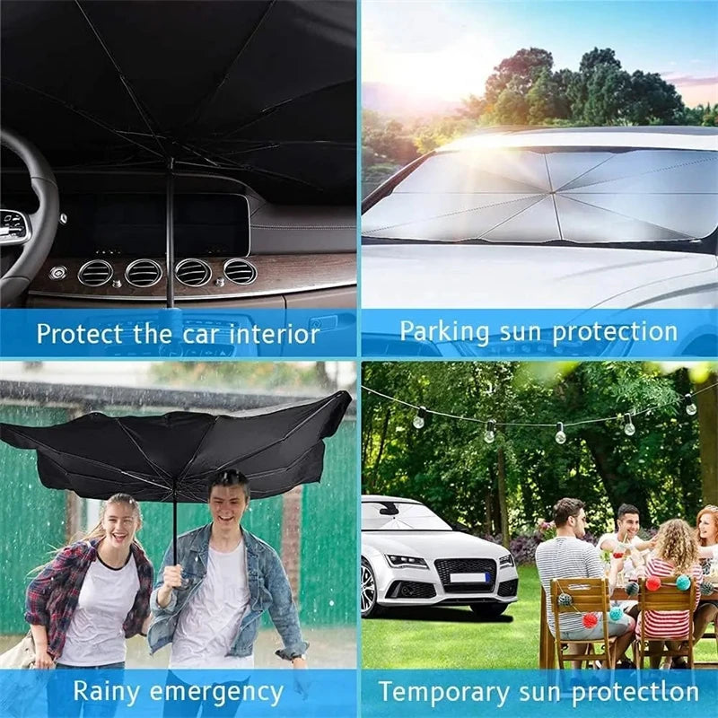 1-4PCS Car Windshield Sun Shade Umbrella Foldable Heat Protection for Front Windshield Car Auto SUV Truck Portable Sun Block Vue
