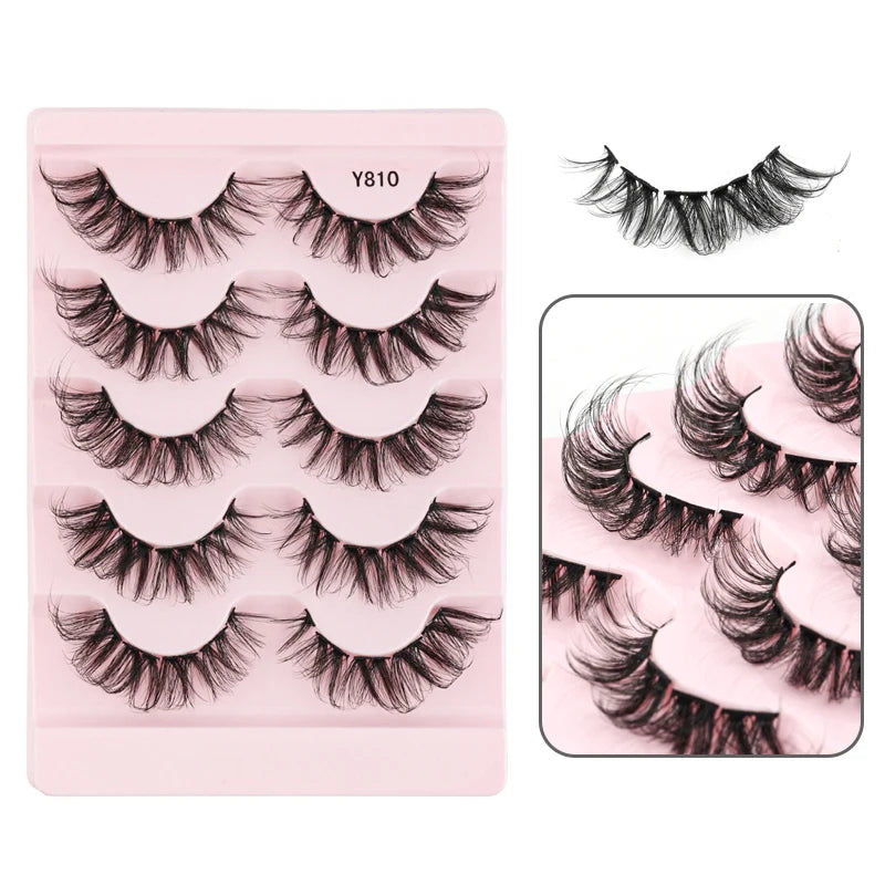 SHIDISHANGPIN 3/5/10Pairs Faux Mink Eyelashes Fluffy Natural False Eyelashes 3D Dramatic Makeup Eyelash Reusable Handmade Lashes Vue