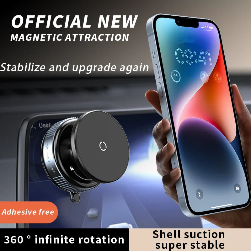 K009 Car Phone Holder Mechanical Vacuum Suction Cup Strong Magnetic Adsorption Bracket For Gym Kitchen Car Navigation Stand Vue