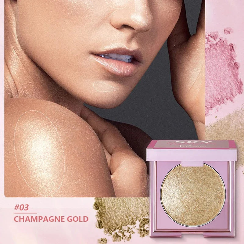 Makeup Highlighting Powder Pearlescent Glitter Highlighter Bronzers Palette Waterproof Long-lasting Face Iluminador Maquiagem Vue