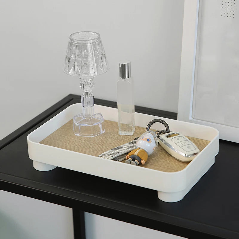 Square Tray Wooden Skincare Product Display Key Desktop Organizer Vue
