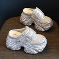 Women's Platform Sandals Rhinestone Closed Toe Chunky Sole Platform Sandals Vue Silver 38