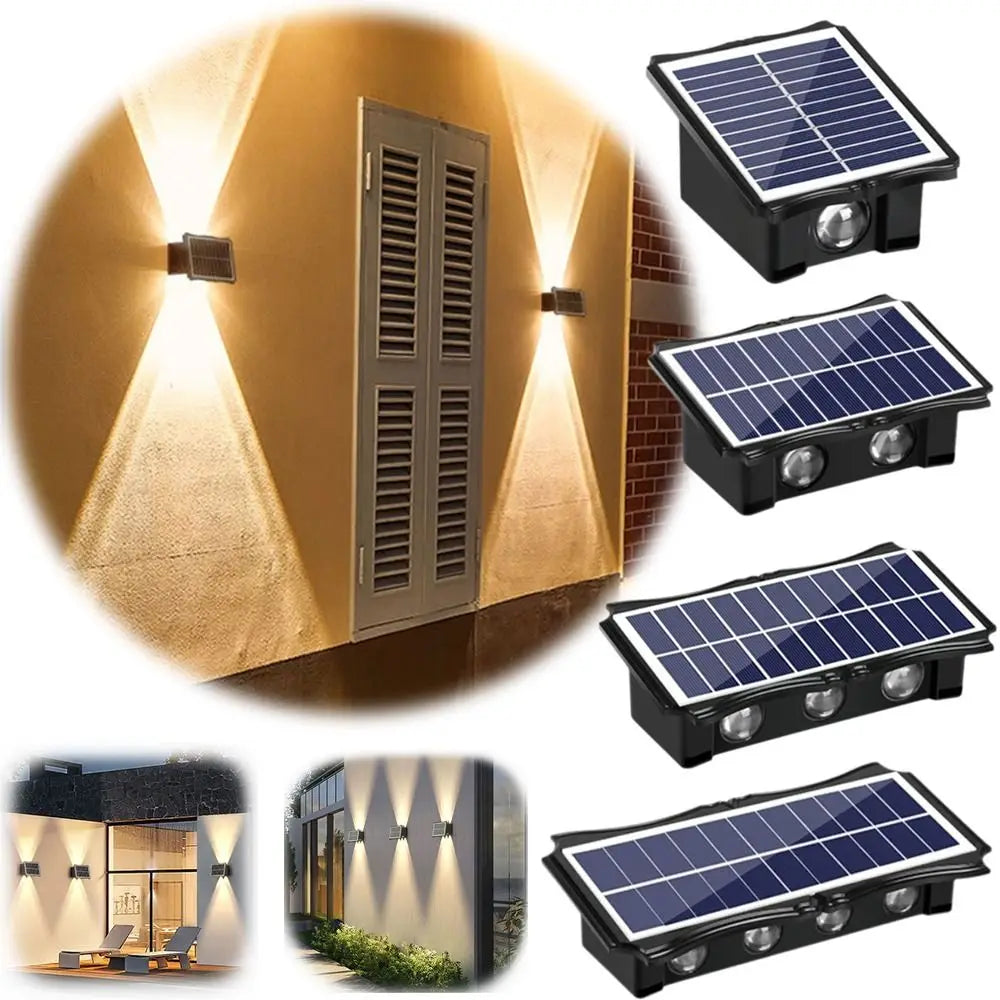 Up and Down Luminous Solar Wall Lamp Modern Minimalist Waterproof Wall Lamp Spotlight Dimming Rustproof Vue