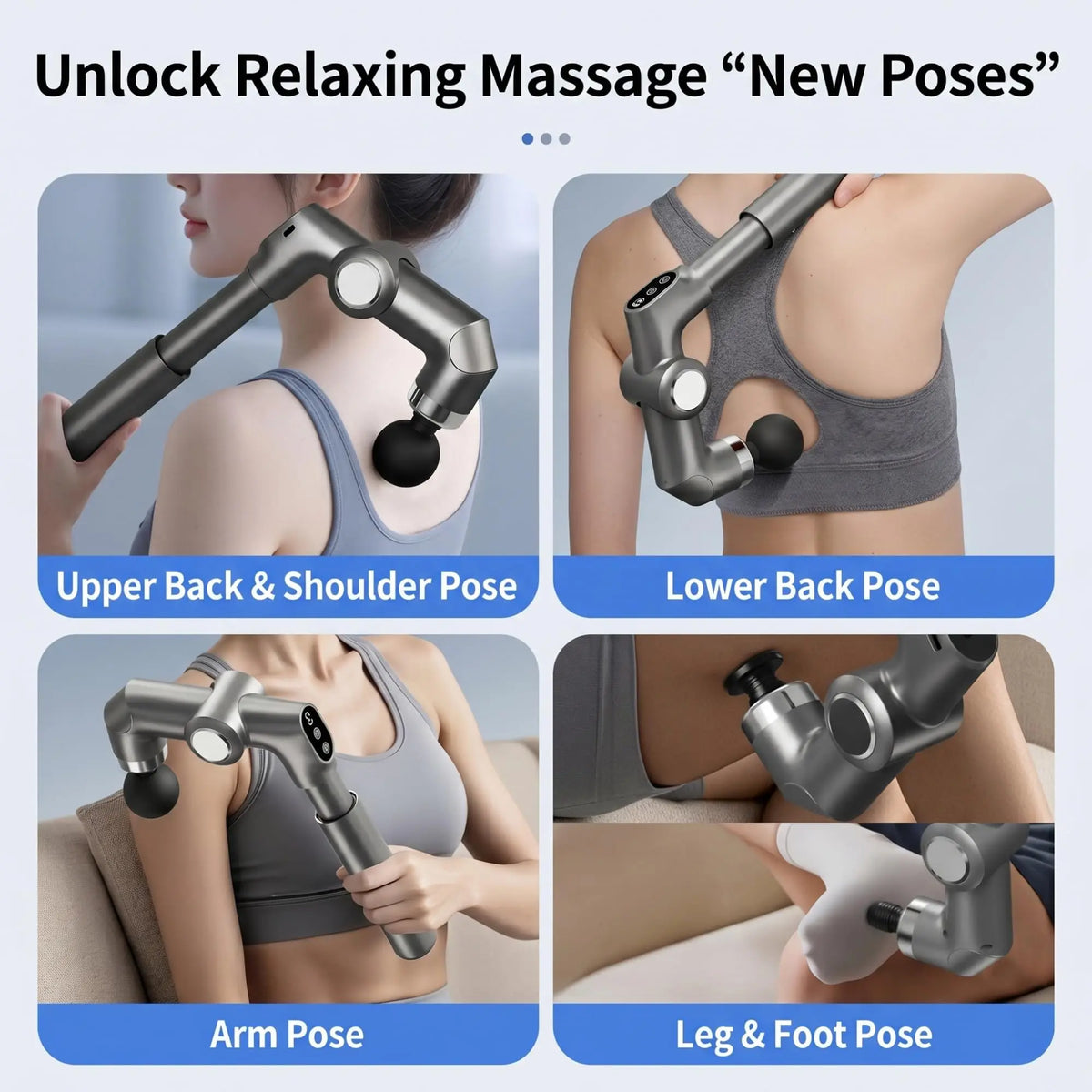 Foldable Massage Gun Deep Tissue with Retractable Handle，Back and Neck Massager for Pain Relief,Perfect Gifts for parents famliy Vue