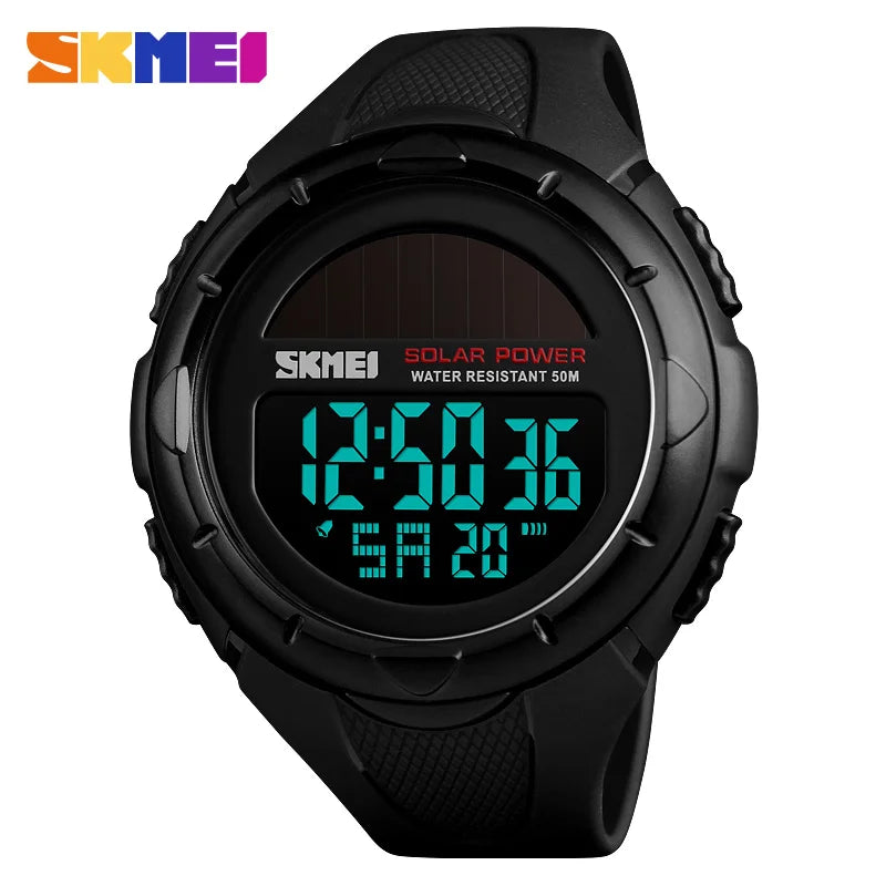 SKMEI 1405 Men's Solar Digital Sports Watch – LED, Waterproof Digital Sports Watch Vue