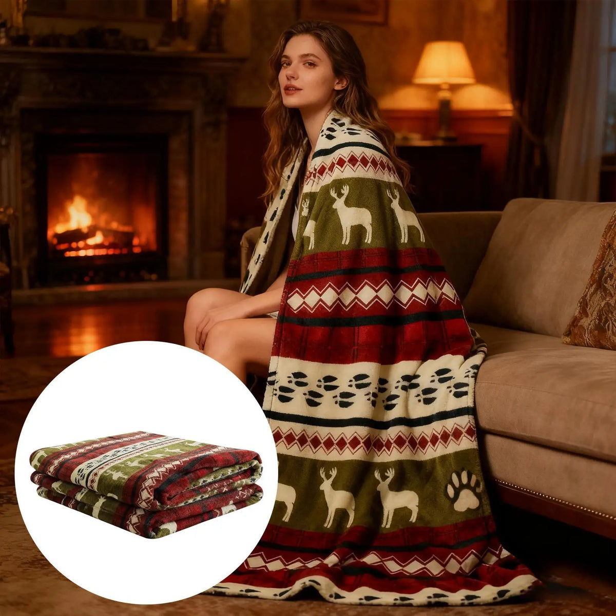 Christmas Blanket Soft Fleece Warm Home Decor Winter Flannel Blanket Christmas Decorations for Women Wife Sofa Bed Living Room Vue
