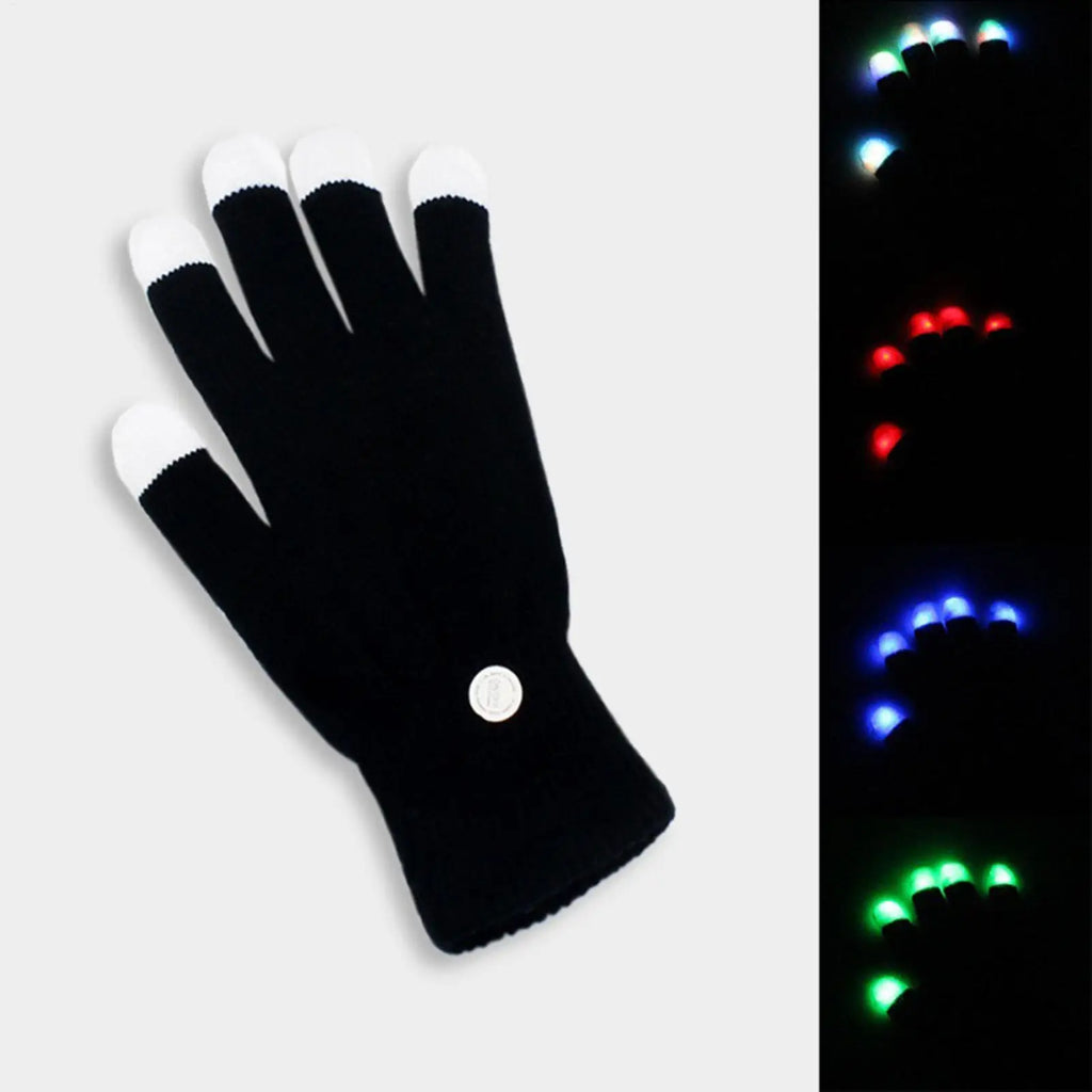 LED Gloves Adjustable 7-Colors Cool Mittens LED Gloves Fashion Hip Hop Party Led Rave Flashing Gloves Glow For Kids Adults Vue