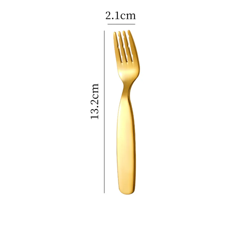 Stainless Steel Spoon Fork Set Short Handle Children's Tableware Household Baby Food Spoon Soup Spoon〔CC11〕 Vue D5
