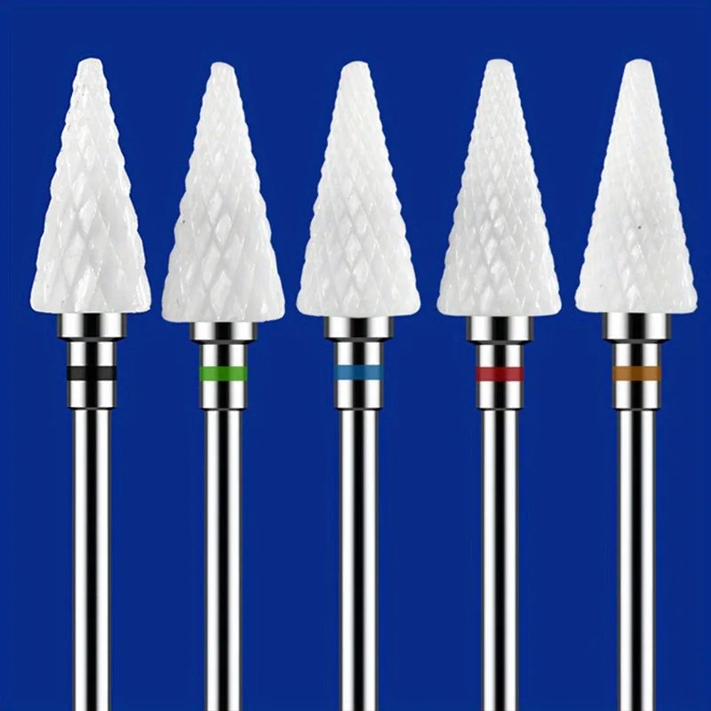 Kit-1/2/4/5PCS Ceramic Nail Drill Bit Milling Cutter, Electric Manicure Drills Pedicure Mill Bits, Machine Files Nail Art Tools Vue