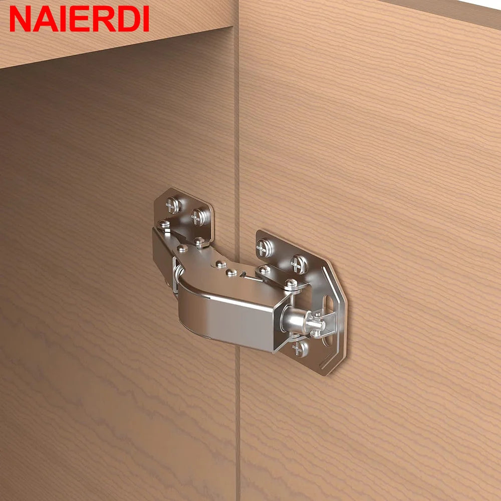 NAIERDI 4 Pack 90 Degree Soft Close Spring Hinges,No Pre-drilled Noiseless Hidden Concealed Cabinet Hinge Furniture Hinge Vue