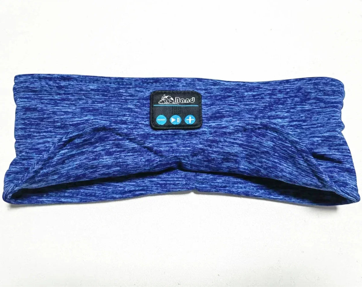 Wireless Bluetooth Headband and Sleep Eye Mask 2-in-1 Running Sports Elastic Sweat-proof for Listening to Music and Sleeping Vue Blue