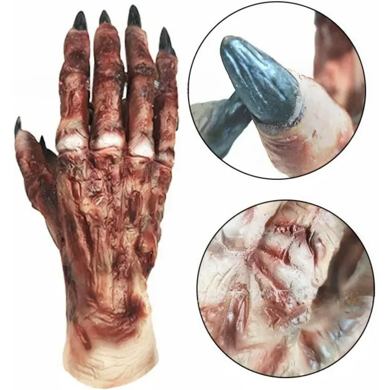 Halloween Mummy Latex Gloves Realistic Scary Hands Prop for Adult Kids Costume Party Favor Dress Up Cosplay Decor Vue