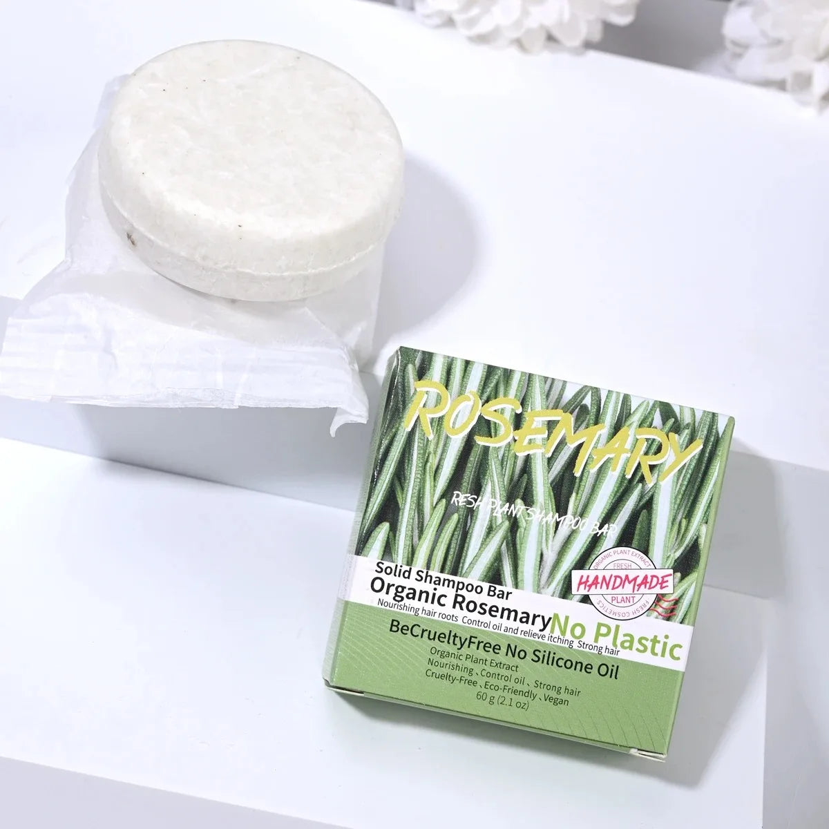 60g Natural Scented Rosemary Shampoo Soap, Handmade Oil-Controlling and Anti-Dandruff Soap, Suitable for Both Men and Women Vue