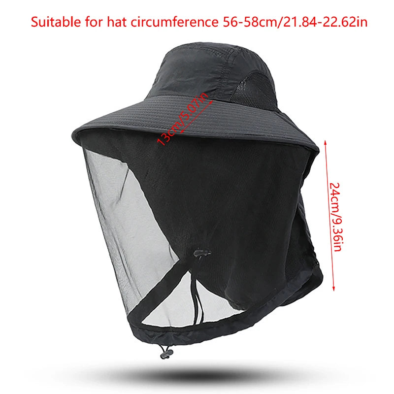 Outdoor Fishing Cap Anti Mosquito Insect Hat Fishing Hat Bug Mesh Head Net Face Protector Camping Hats Fishing Cap Vue