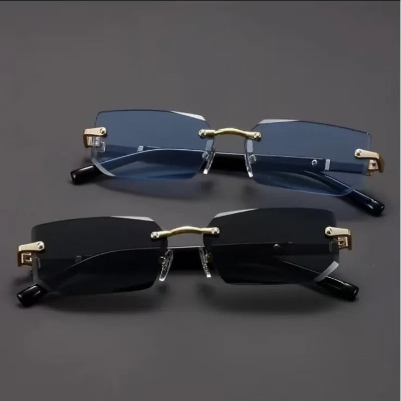 Rimless Rectangle Sunglasses UV400 Mirror Lenses | Unisex Fashion Sunglasses Vue