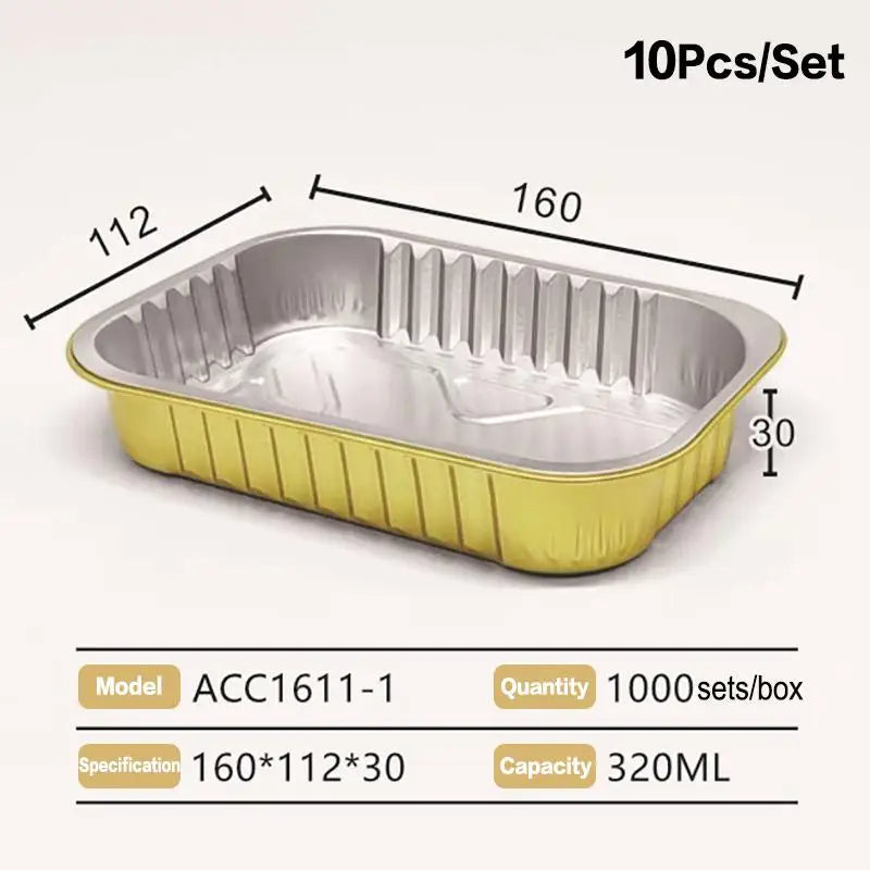 CC11Aluminum Foil Lunch Box Gold Sealed Disposable Takeaway Packaging Vue A2