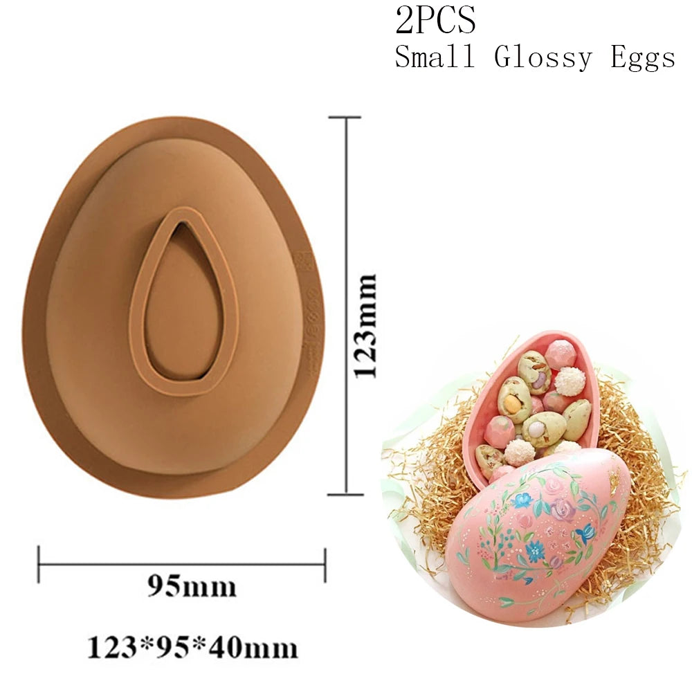 2PCS Easter Egg Chocolate Molds 6 Kids of Shape Eggs Silicone Molds 3D Large Non-Stick Egg Easter Chocolate Molds Baking Tools Vue