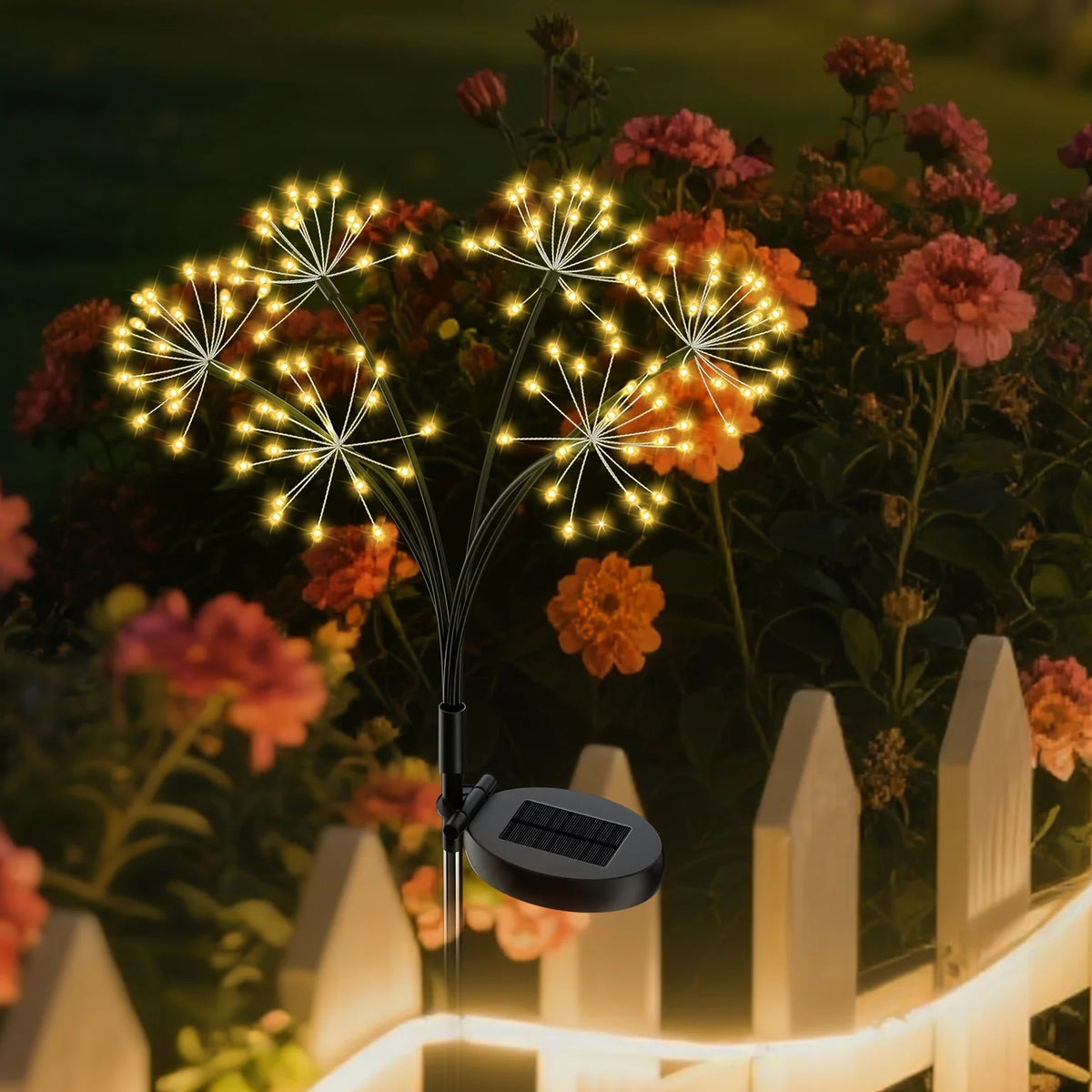 Solar Powered Dandelion Firework Stake Lights, LED Swaying Garden Lights, Waterproof Landscape Lamp for Lawn Patio Yard Decor Vue