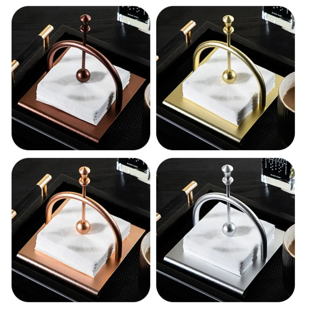 Retro Square Tissue Holder Creative European Style Aluminum Napkin Stand Smooth Light Luxury Tabletop Tissue Rack Vue